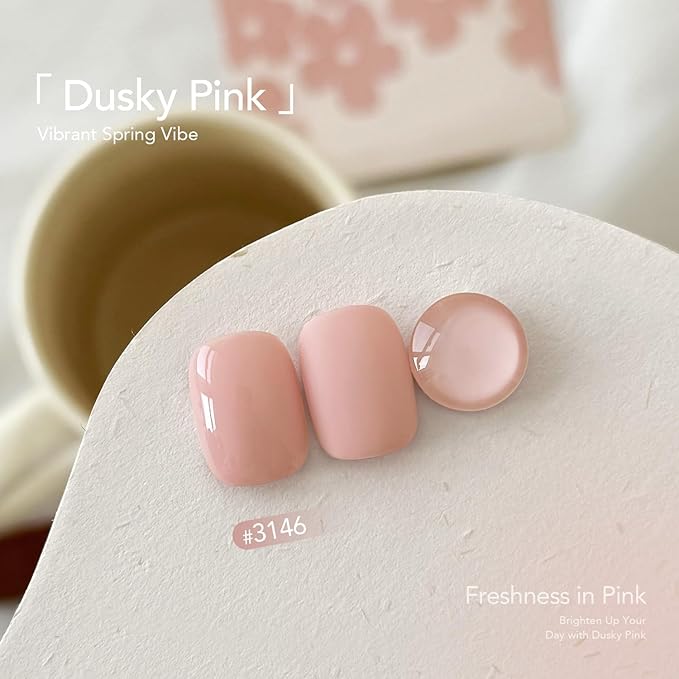 GAOY Pastel Pink Gel Nail Polish, 16ml Soak Off Gel Polish, UV Light Cure for Nail Art DIY Manicure at Home, 3146 Dusky Pink