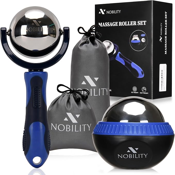 Nobility Massage Ball Roller– Ice Cold and Hot for Deep Tissue and Sore Muscle Relief of Stiffness and Stress, Body, Neck, Back, Foot, Plantar (Blue)