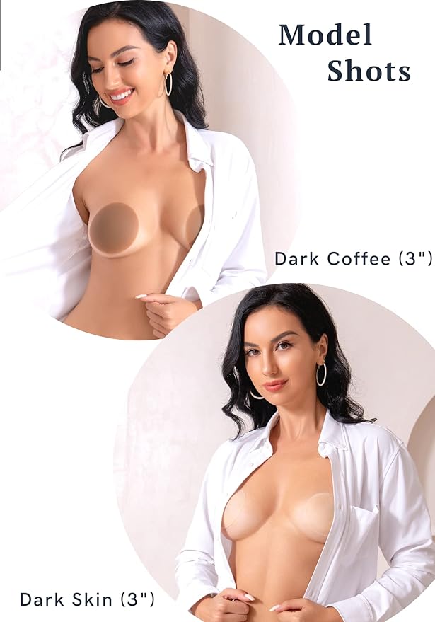 Nipple Covers - Reusable Adhesive Invisible Sticky Silicone Bra Nipple Coverage Pasties Breast Petal for Women