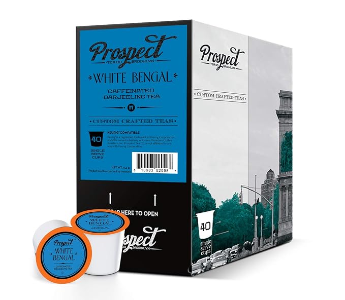 Prospect Tea Co. White Bengal Darjeeling Tea Pods Compatible with K Cup Brewers Including 2.0, 40 Count