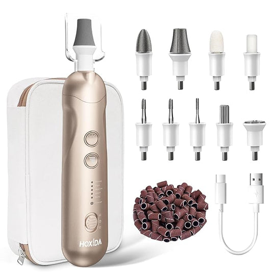 Manicure Pedicure Kit, Professional Nail Grinder for Senior Thick Toenail, Cordless Electric Nail File, 5 Speeds Pedicure Tools for feet Callus Remover, Nail Drill for Women Hand Feet Care
