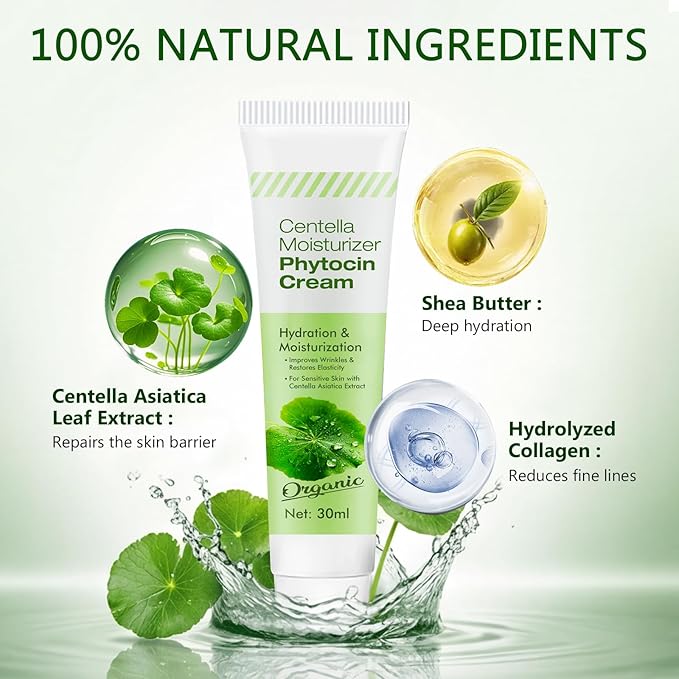 ITECFREELY Moisturizer Phytocin Cream, Natural Centellâ Asiatica Extract Cream for Sensitive Skin, Helps Soothe and Hydrate for Smoother Skin