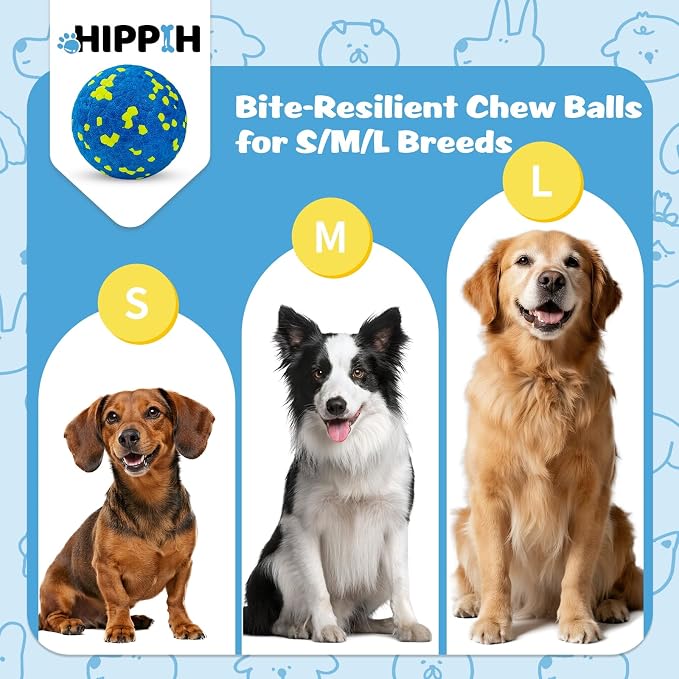 HIPPIH Indestructible Squeaky Dog Toys, Blue+Orange+White, 3inch+2.95inch
