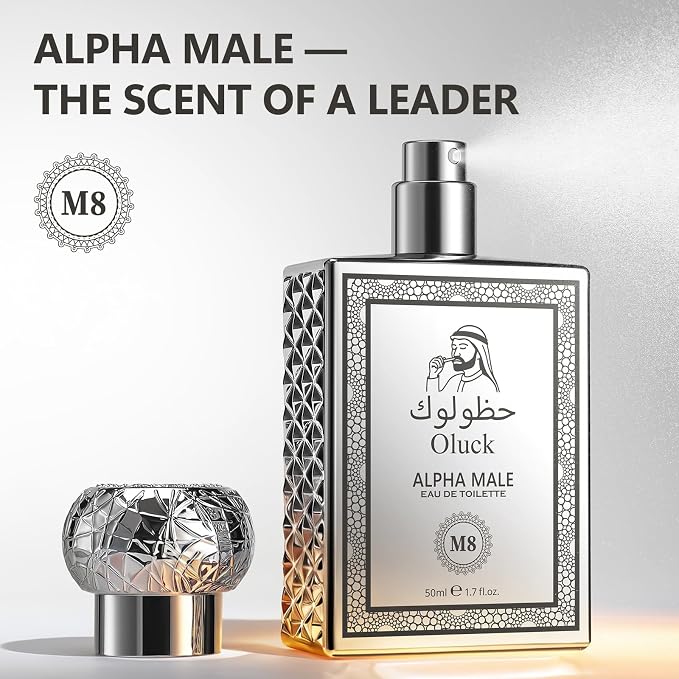 Oluck Alpha Male M8 Men's Cologne 50ml Eau de Toilette – Fresh Spicy Woody Fragrance for Men with Grapefruit, Ginger, Lavender, Amber & Vetiver, Long Lasting Mens Perfume, Fragrance Gift for Men