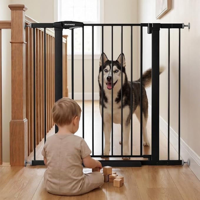 Mumeasy 36" Extra Tall Baby Gate for Stairs, 29.7-43" Auto Close Dog Gate