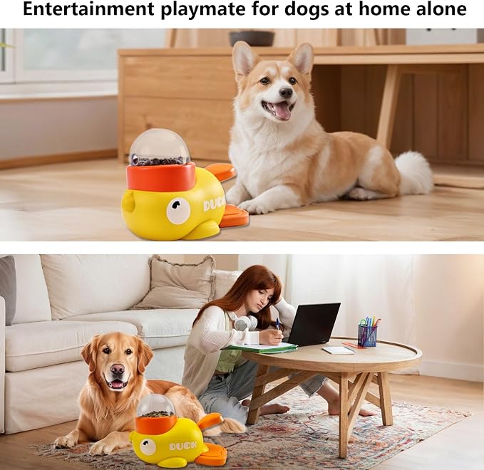 Duck Treat Dispenser Toy,Slow Puzzle Feeder for Cats&Small Dogs | 3 Adjustable Openings Fit Treats & Kibble; Cat Puzzle Feeder Boosts IQ & Stimulation; Interactive Treat Toy Reduces Boredom
