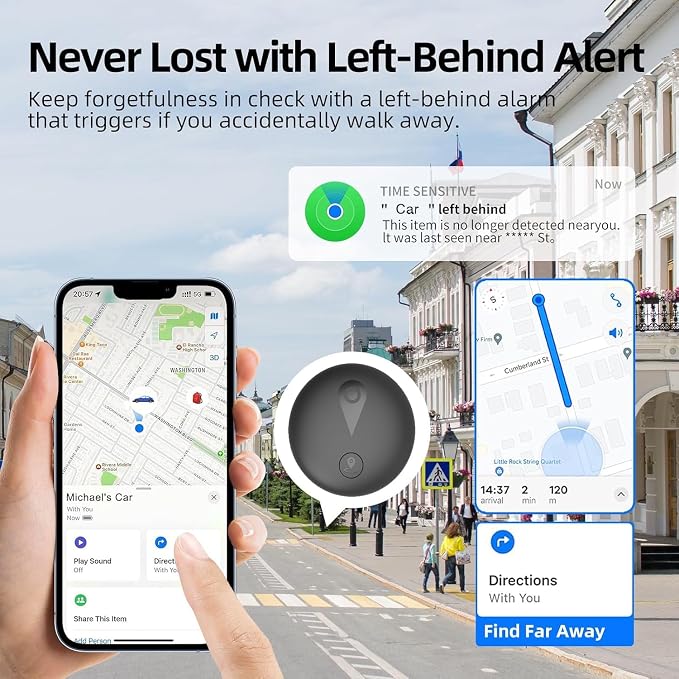 Nilone Undetectable GPS Tracker for Vehicles - Real-Time Tracking Device | No Monthly Fee/No SIM Card, Works with iOS Find My | Mini Hidden Magnetic GPS Locator, Ultra-Slim, IP68 Waterproof, Reliable