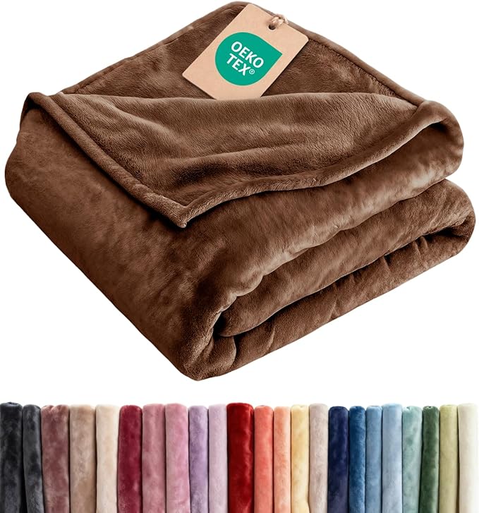 Fleece Blanket Twin Size - Ultra-Soft Warm Flannel Fleece Blanket - Brown | Soft, Warm, Outdoor Picnic Blanket for Camping, Travel, Lightweight, Cozy, Anti-Static, Home Decor Gifts for Men & Women