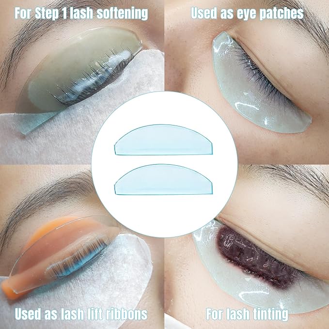 Libeauty 1mm Ultra Thin Flat Lash Lift Shields, Korean Lash Lift Pads for Step 1 Softening Only, Self Adhesive Glueless Silicone Lash Rods with Storage Case, Professional & DIY Supplies, Blue