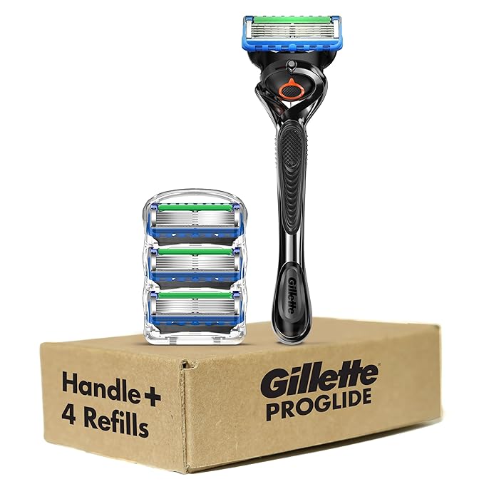 Gillette Fusion ProGlide Razor for Men, Handle + 4 Blade Refills, Plastic/Acrylic Handle