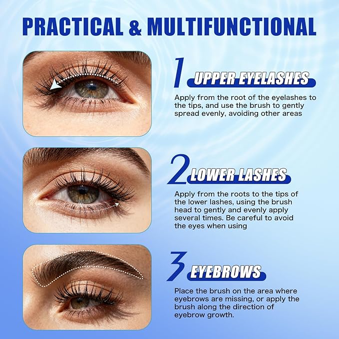 W3W Eyelash Growth Serum for Boost,Lash Growth Serum Advanced Formula for Longer, Fuller, and Thicker Lashes, 3 ML (Blue)