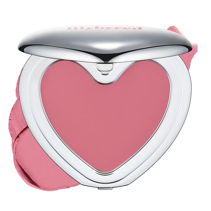 lilybyred Luv Beam Cheek Mousse | Heart-Shaped Korean Cream Blush, Airy Soft-Matte Texture, Soft-Focus & Pore-Blurring Finish, Seamless Buildable, Natural Flush, 0.13 oz. (02 Cherry Mousse)