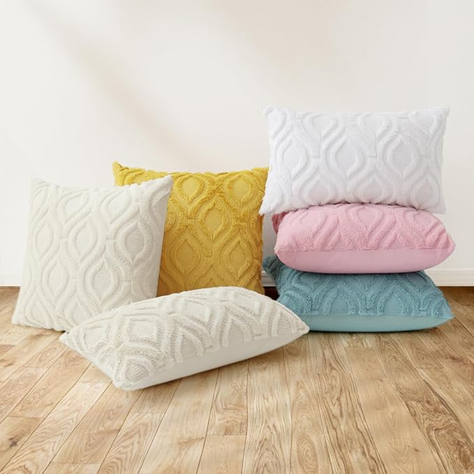 decorUhome Faux Fur Plush Light Pink Throw Pillow Covers 26x26 Set of 2 | Plush Solid Fall Couch Pillow Covers, Accent Modern Farmhouse Neutral Decorative Square Pillow Cases for Sofa Bed Living Room