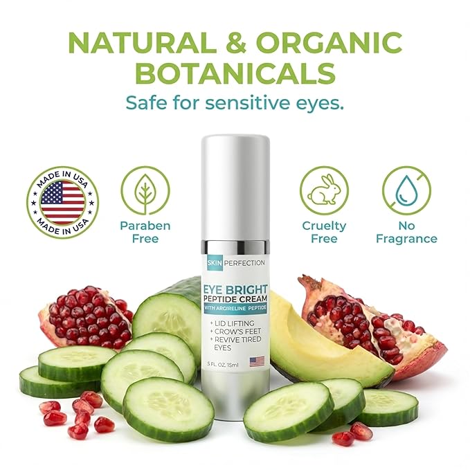 Skin Perfection Eye Bright Anti-aging Eye Cream 25% Argireline 15% Matrixyl 8% Pepha Tight Hyaluronic Acid Crow's Feet Lift Lids Under-eye Dark Circles Puffiness Antioxidants 0.5 Oz