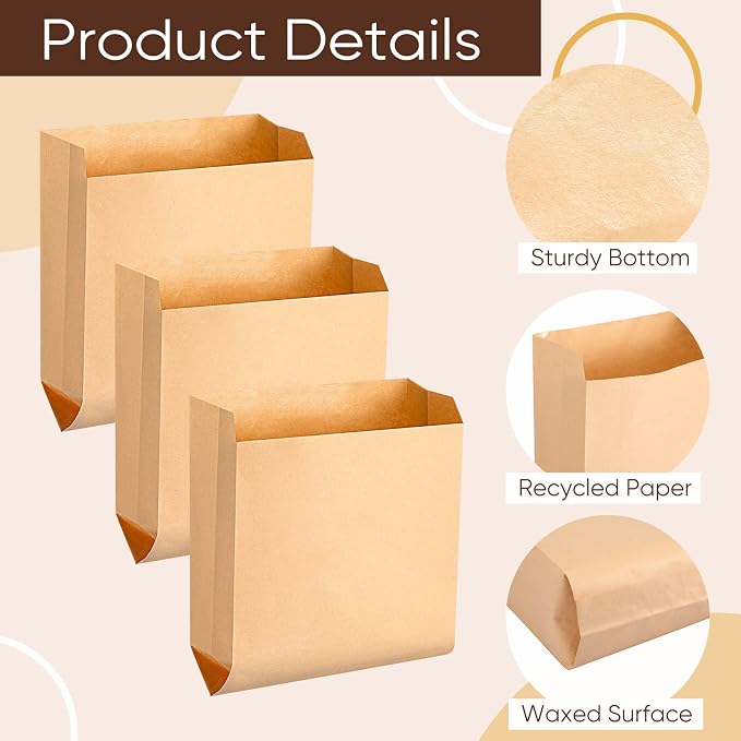 Thenshop 200 Pcs Waxed Kraft Feminine Hygiene Liner Bag, Business Restroom Bathroom Personal Dispensers 7.5 x 10" Waste Receptacle Paper Liners, Sanitary Napkin Disposal Bags, Kraft Bag