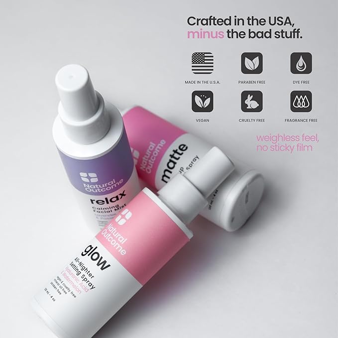 Matte Makeup Setting Spray | Mattifying Lock In Makeup Mist Keeps Fresh All Day | Add Vibrance & Shine to Your Look | Oil-Free Vegan Formula for All Skin Types | 4 oz