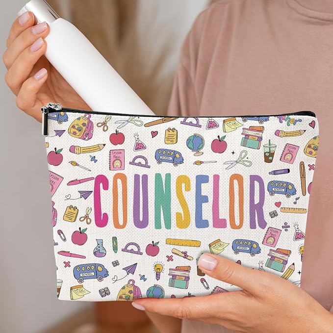 Inspirational Counselor Gifts Cosmetic Bag Counseling Office Must Haves Makeup Bag Appreciation Retirement Gifts for Women Friend Counselor Therapist Teacher Coworker Birthday Christmas Makeup Pouch