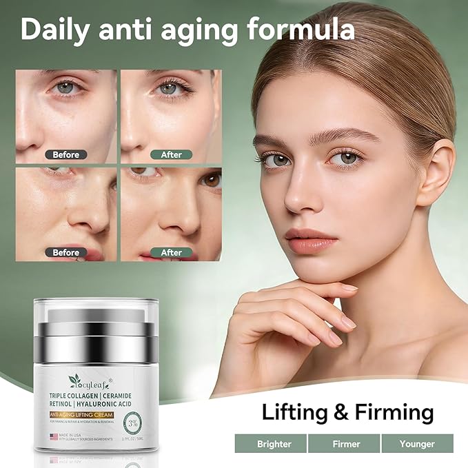 Retinol & Niacinamide Anti-Aging Face Cream - With Ceramides & Hyaluronic Acid for Wrinkle Reduction, Firming- Day and Night Daily Moisturizer — Suitable for Face and Neck -Made in USA-1.7 fl oz