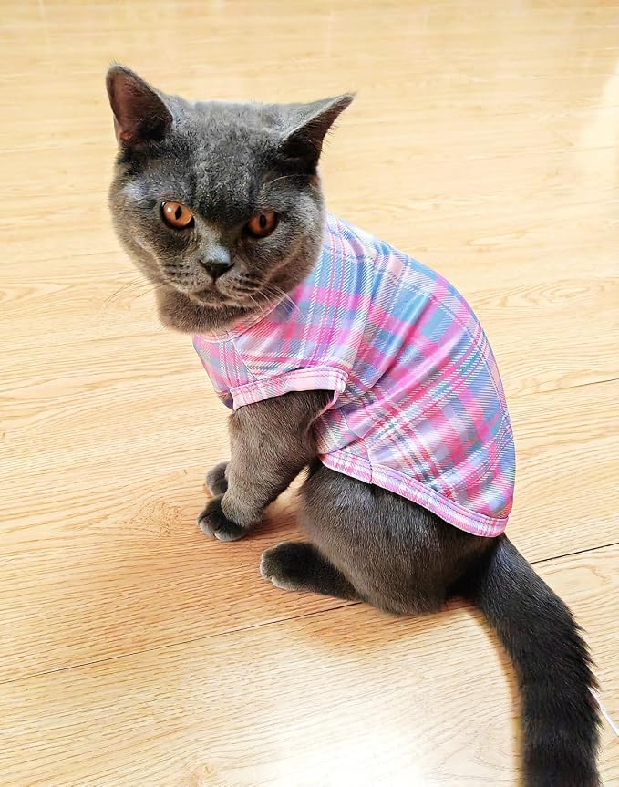 PET SHOW 4 Pack Paw Bone Printed Dog Clothes Shirts Soft Vest Lightweight Sleeveless Cats Doggies T-Shirts Puppies Tank Top Tee for Small Medium Dogs White Black Pink Blue (Large, Pink for Girls)