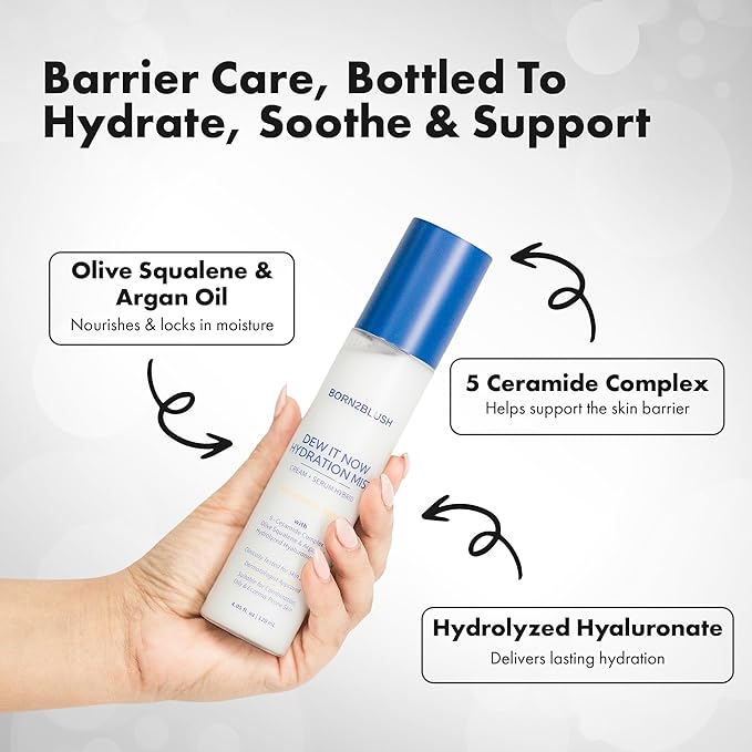 Dew It Now Hydration Mist – Cream + Serum Face Mist Hydrating Spray with Ceramides, Argan Oil & Squalane – Lightweight Face Barrier Repair – for All Skin Types, Sensitive Skin Safe – 120ml