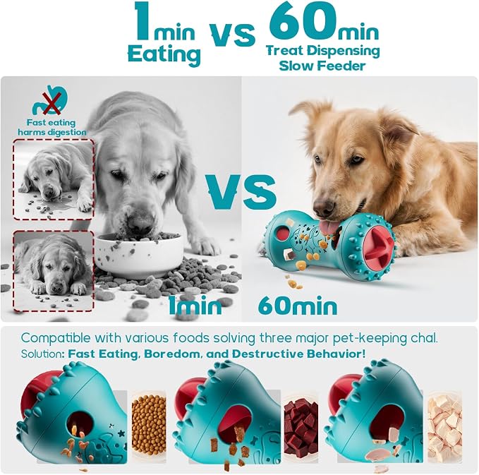 Interactive Dog Toys,Adjustable Treat Dispensing Toy to Keep Them Busy | Dog Enrichment for Brain Stimulation & Cognitive for Puppy Puzzle to Reduce Boredom-Ideal Gift for All Dogs(Rigid Nylon)