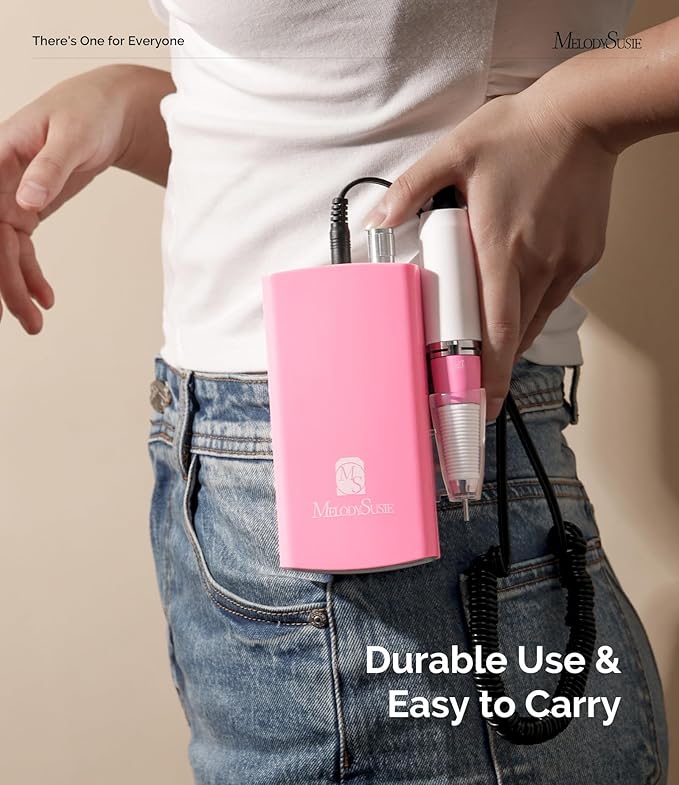 MelodySusie Entry-Level Clip-On Cordless Nail Drill with Anti-Slip Silicone Handle, SC300I 30000RPM Stable E-File for Manicure Shaping & Gel Removal, Perfect for Training, Nail Art Practice & Home Use