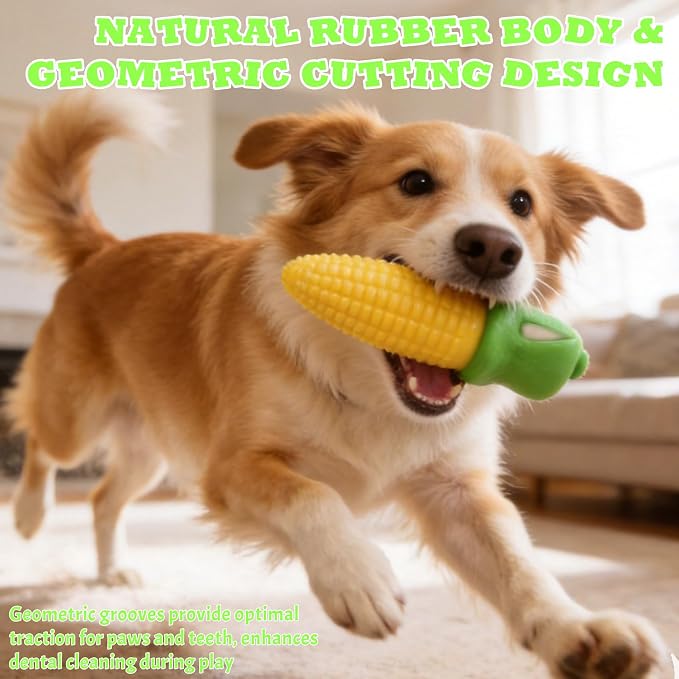 DAMAH Dog Chew Corn Toy,for Aggressive Chewers Small Medium Large Breed,Interactive Squeaky Dog Tooth Cleaning Tool Water Float Toy,Suitable for Small,Medium and Large Dogs