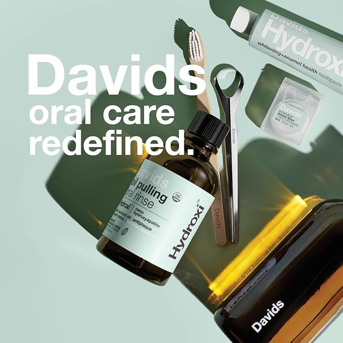 Davids Nano Hydroxyapatite Oil Pulling Oral Rinse Mouthwash, 100% MCT Coconut Oil, Promotes Teeth and Gum Health, Natural Whitening, Essential Oils to Fight Plague & Freshen Breath, Mint Flavor, 9 oz