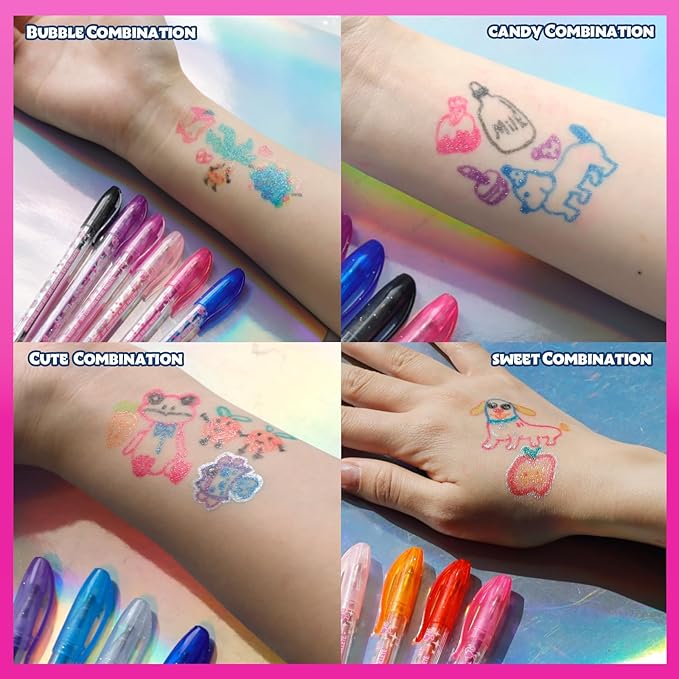 Barbie 16 Piece Glitter Pen Body Art Set, Glittery and Bright Colors, Ages 3 by Townley Girl