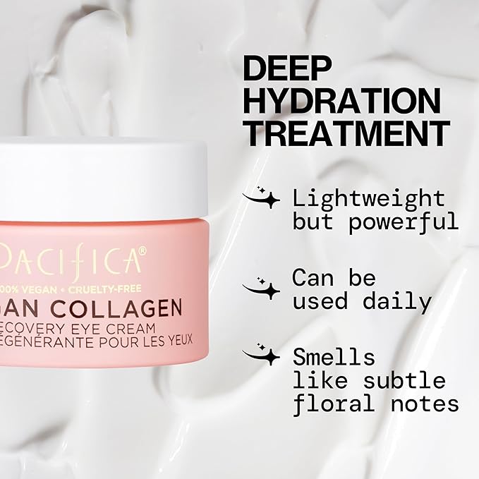 Pacifica Beauty, Vegan Collagen Overnight Recovery Eye & Face Cream, Hyaluronic Acid, Caffeine, Vitamin C & E, Hydrating & Moisturizing Skin Care for Aging and Dry Skin, 15ml - 0.5 fl oz