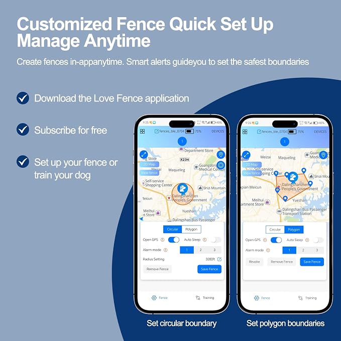 GPS Wireless Dog Fence, No Monthly Fee for Medium & Large Dogs