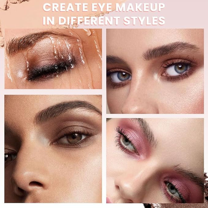 9 Colors Smoky Matte Shimmer Eyeshadow Palette for Women, Nude Rose Gold Light Medium Gray Wine Brown Purple, High Pigmented Primers Powder Palet de sombras de ojos (9 Colors-Rose Gold Nude)