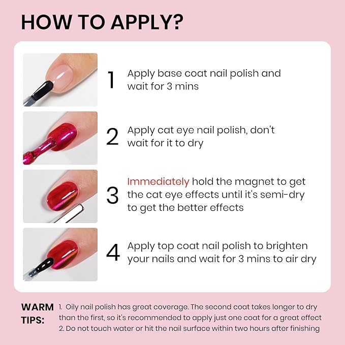 Quick Dry Magnetic Nail Polish,Cat Eye Nail Polish Non Gel with Magnet Cateye Fingernail Lacquer Air Fast Drying Manicure Gift For Women Girls 16ml/0.54 oz