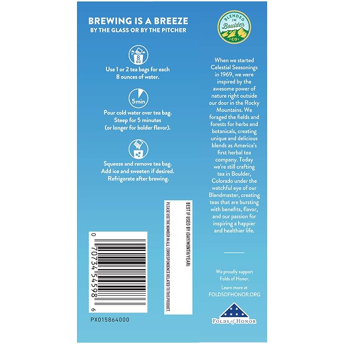 Celestial Seasonings Cold Brew Red, White & Blueberry Iced Tea Bags 18 tea bags