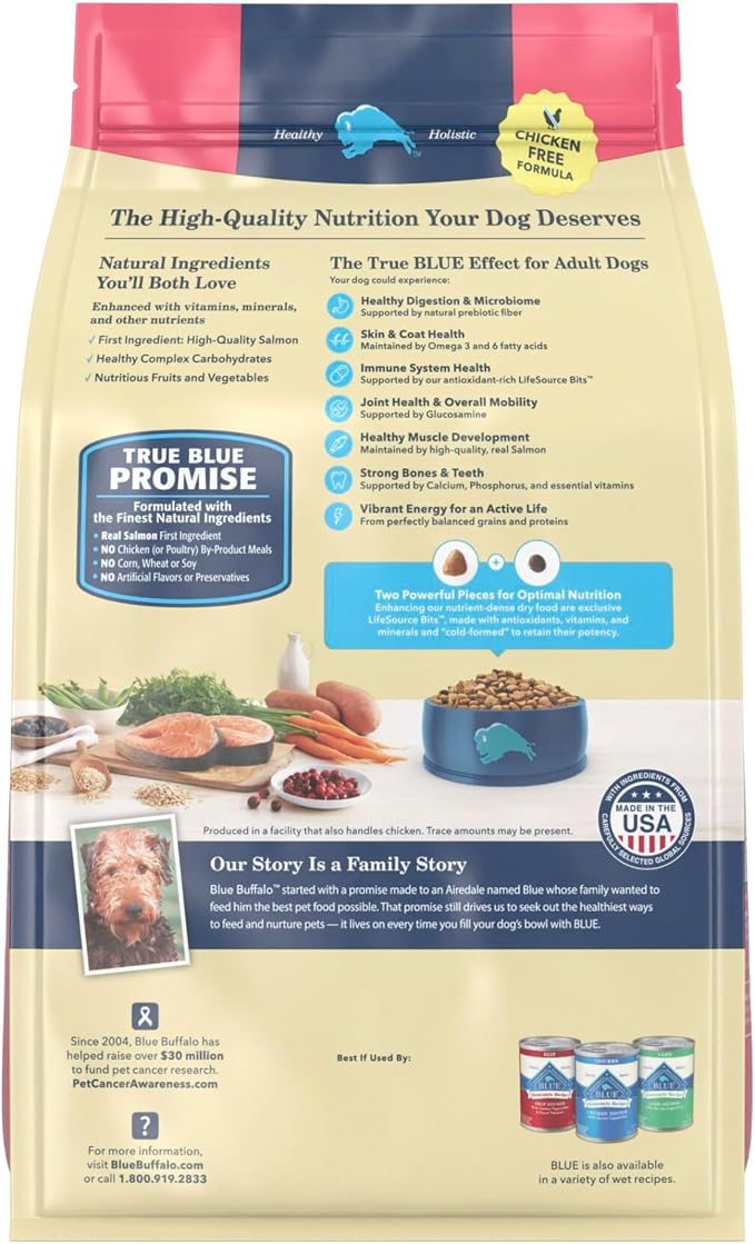 Blue Buffalo Life Protection Formula Salmon Adult Dry Dog Food, 5 lb | Real Salmon #1 Ingredient, Supports Immunity with Antioxidant-Rich LifeSource Bits, Promotes Healthy Muscle Development