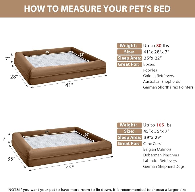 WNPETHOME XL Extra Large Orthopedic for Senior Dog Bed Comfy Sleeping | Washable Dog Couch with Removable Waterproof Cover, Large Pet Sofa Bed with Bolster Sides for Relaxing Brown 41x28 Inch