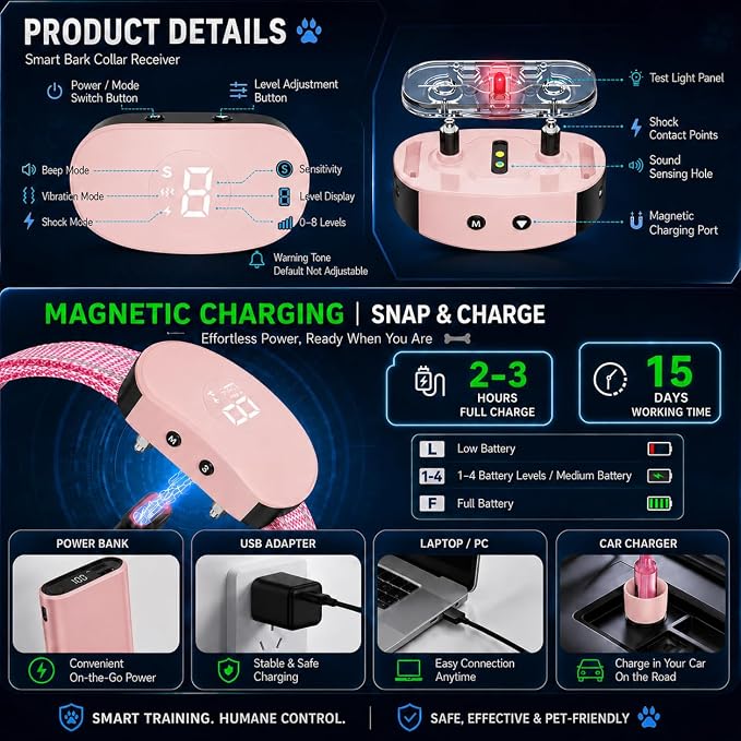 Dog Bark Collar;Pink