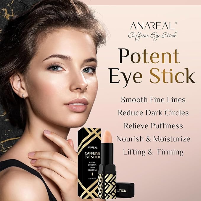 Caffeine Under Eye Balm Stick (2 Pack) – Hydrating Eye Brightener for Dark Circles & Puffiness, Anti-Wrinkle Korean Skincare with Retinol, Cooling Eye Cream Stick for Eyes, Face & Under-Eye Bags
