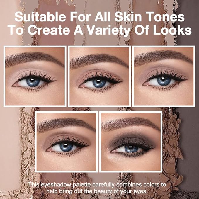 AMY'S DIARY Neutral Nude Brown Eyeshadow Palette Makeup, 5 Colors Cool-Toned Velvety Matte Finish, Nude Taupe Eye Shadows, for Brown Eyes Long Lasting Naturing-Looking (04#)