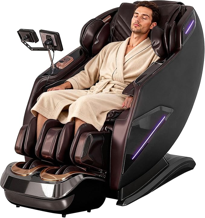 4D Massage Chairs Full Body,Zero Gravity SL-Track Shiatsu Massage Chair Recliner,Core Heating,20 Massage Techniques,Deep Yoga Stretch,Foot Rollers, Ai Voice,Touch Screen,Wireless Charging