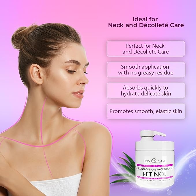 Skin Care Retinol 3-in-1 Moisturizer Face Cream, Neck and Hands - Treatment for Crepey Texture, Wrinkles and Sagging - Daily Lotion for All Skin Types - 16.9 fl. oz.