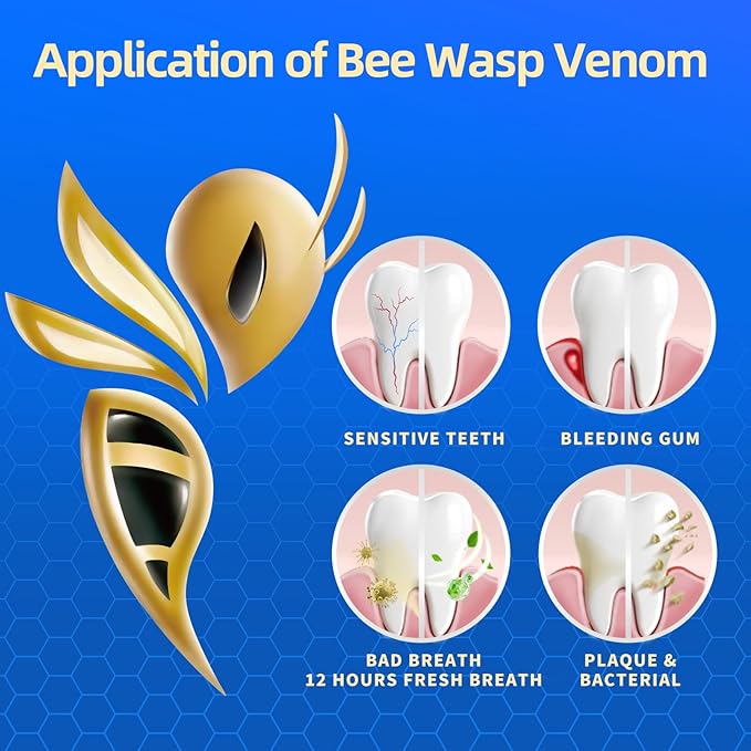 KeLeek 7X Turbo Whitening 18% Nano Hydroxyapatite Bee Wasp Venom Toothpaste for Remineralizing Enamel Gum Repair,Sensitive Relief,Anti-Gingivitis,Anti-Cavity,Anti-Plaque -150 MIN Fresh Breath