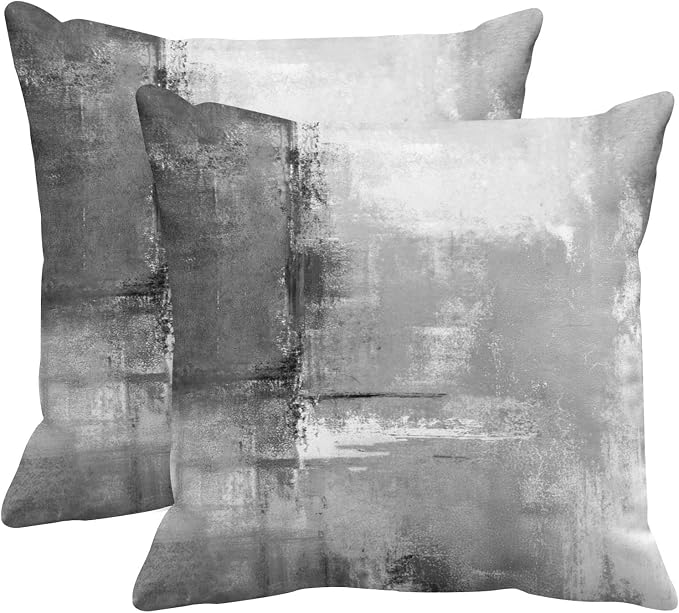 Emvency Throw Pillow Covers Set of 2, 18 x 18 Inch, Beige Abstract | Retro Grey Outdoor Decorative Square Pillow Cases Couch Cushion Case for Couch Bed Sofa Living Room Home Decor
