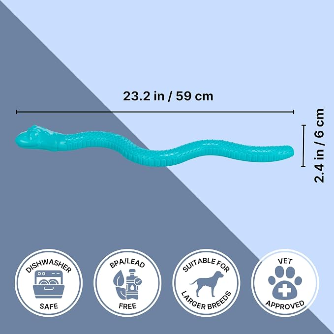 TRIXIE Snack Snake Dog Puzzle Toy for Dogs, Dog Enrichment Toy, Interactive Chew Toy, Treat Dispenser, 23" (59cm)