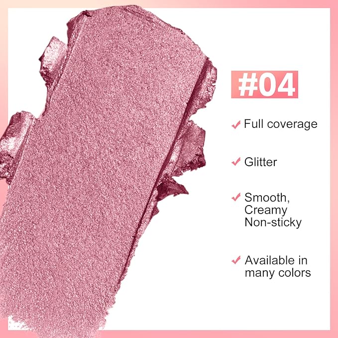 Boobeen Glitter Lipstick for Women Metallic Lip Stick Sparkling Shine Lip Makeup, Bold Smooth Lip Color High Pigment Long Lasting, Creamy Lipstick Full Coverage