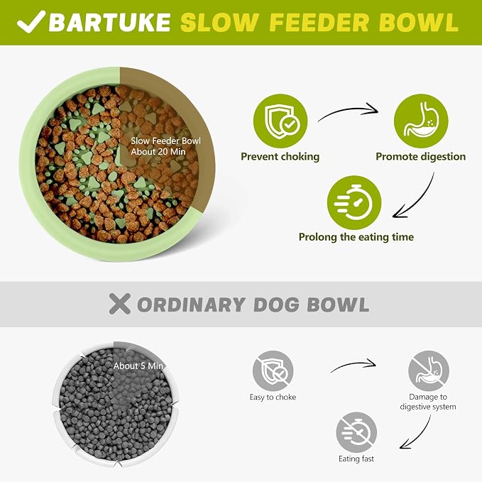 Silicone Dog Lick Bowl, Slow Feeder Dog Bowls with Strong Suction, Green