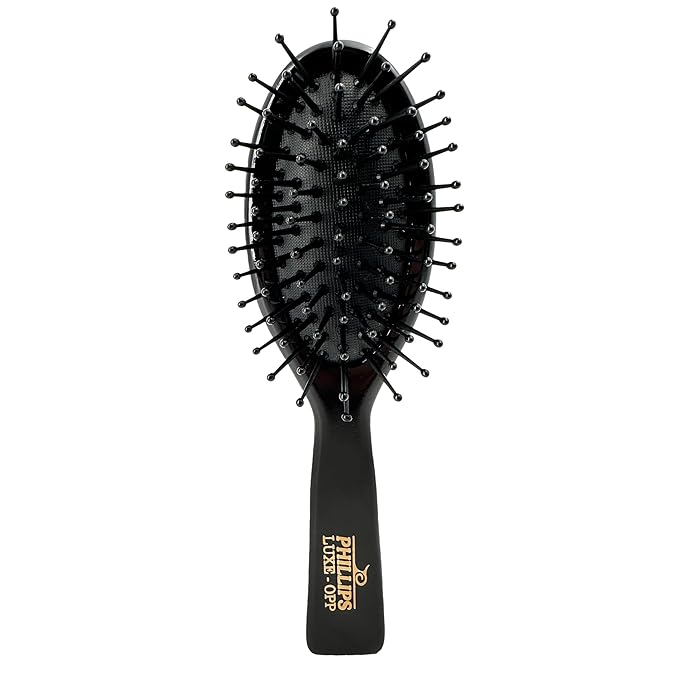 Phillips Brush Luxe Oval Paddle Petite Sized Hair Brush, Sleek Black Color with Gold Accents – 7 inch Detangler Paddle Brush from the Luxe Series by Phillips Brush