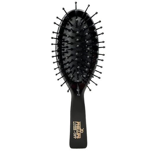 Phillips Brush Luxe Oval Paddle Petite Sized Hair Brush, Sleek Black Color with Gold Accents – 7 inch Detangler Paddle Brush from the Luxe Series by Phillips Brush