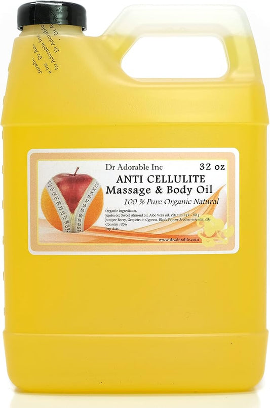Dr Adorable - Organic Anti Cellulite Body Massage Oil with a Firming Essential and Carrier Oils Blend - 32 oz