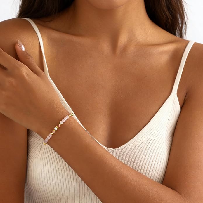 Natural Healing Crystal Bracelet for Women, Anxiety Relief Healthy Pregnancy Triple Protection Citrine Jewelry Gift for Friends Daughter Sister Mom Colleague